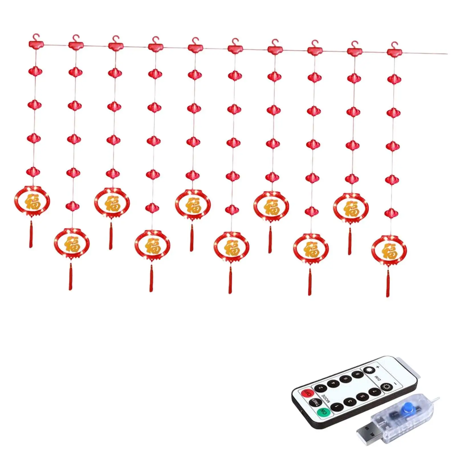 Spring Festival Hanging Lighting with Remote Control New Year LED Chain Lights for Home