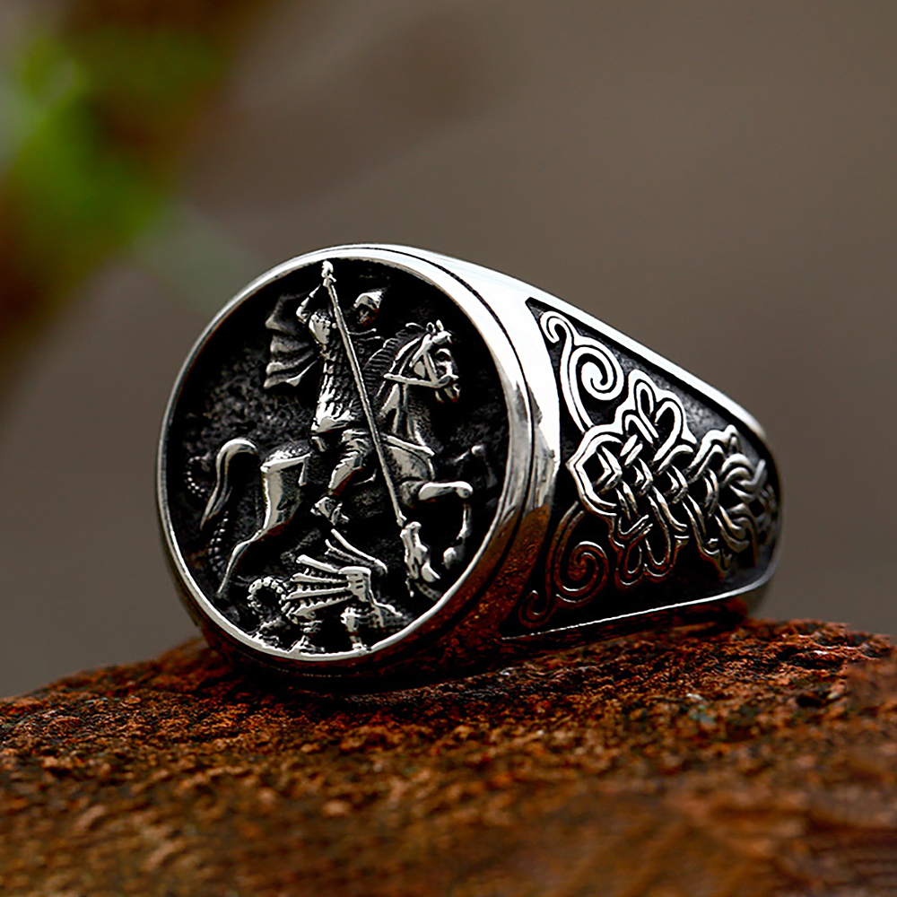 Vintage Gothic Knight Dragon Ring Punk Hip Hop für Mann Jungen Edelstahl Keltischer Knoten Ringe Modeschmuck Geschenk Größe 7-13 – Detail 5