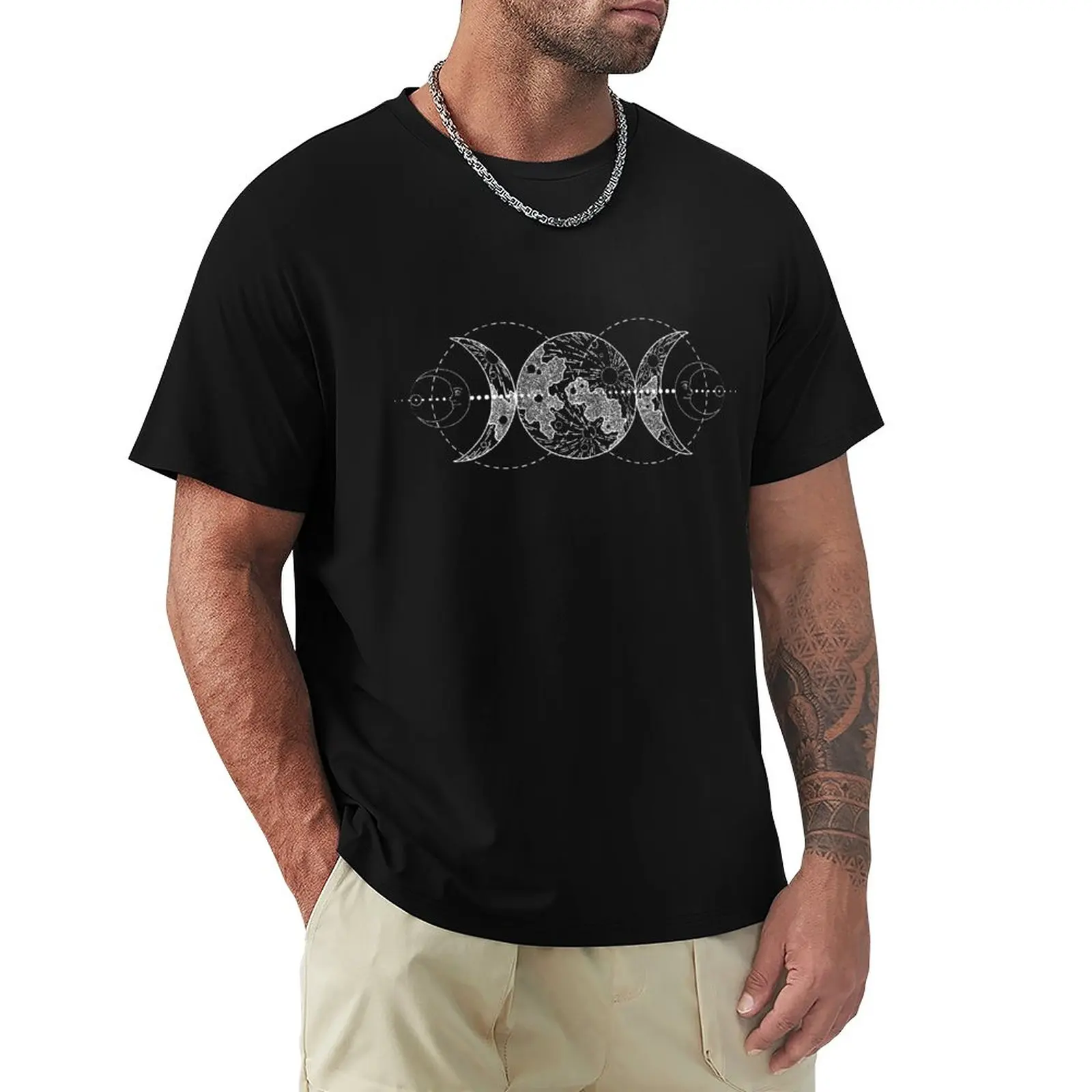 Black Wiccan Triple Moon T-Shirt