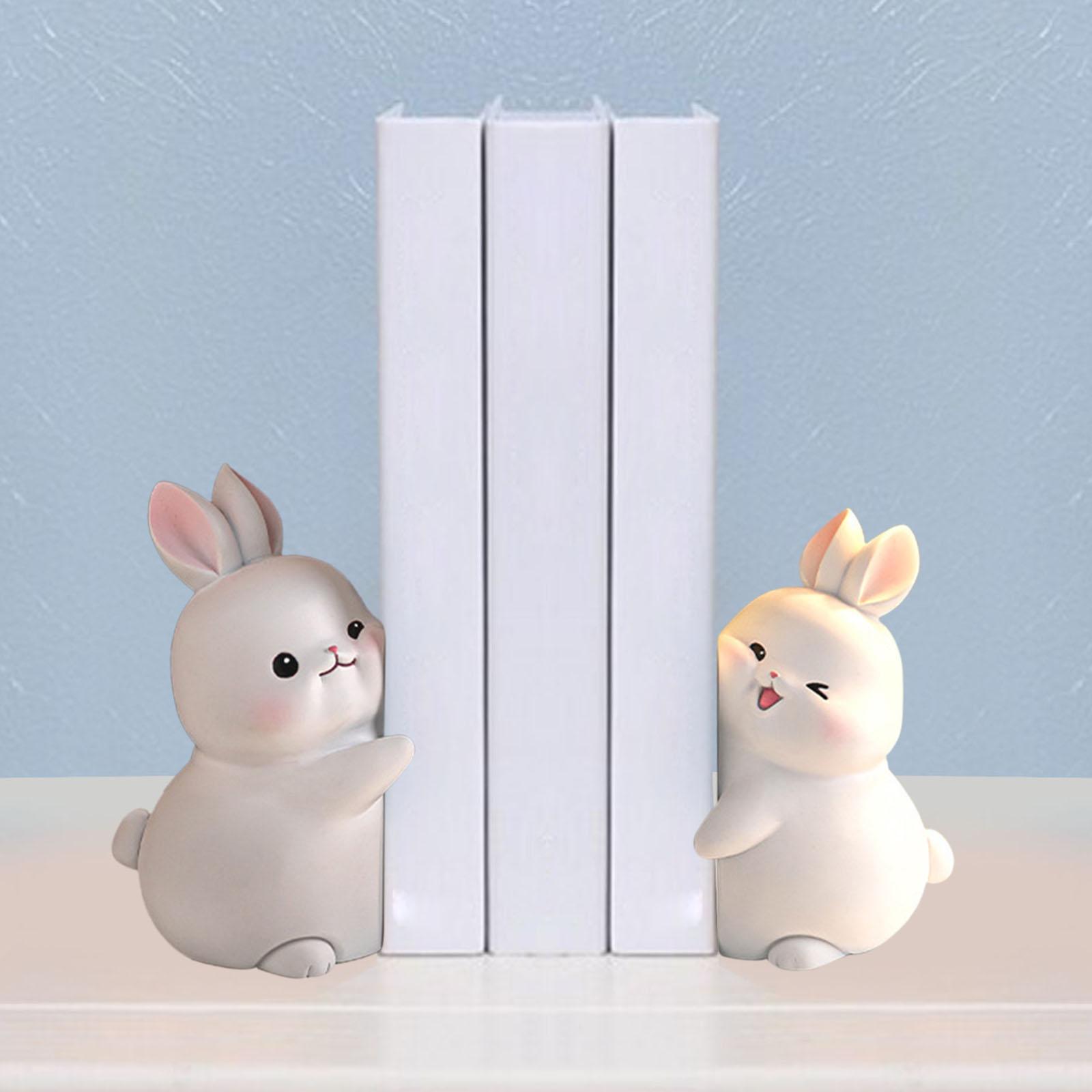 Rabbit Bookend Book Organizer Support Bunny Book Ends Stopper Decorative Bookends for Living Room