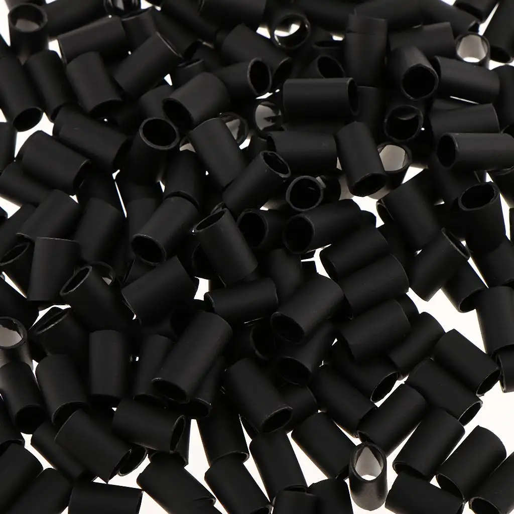 200PCS 6mm Glue   Shrink Tubes Micro  Beads for Hair Extensions Black