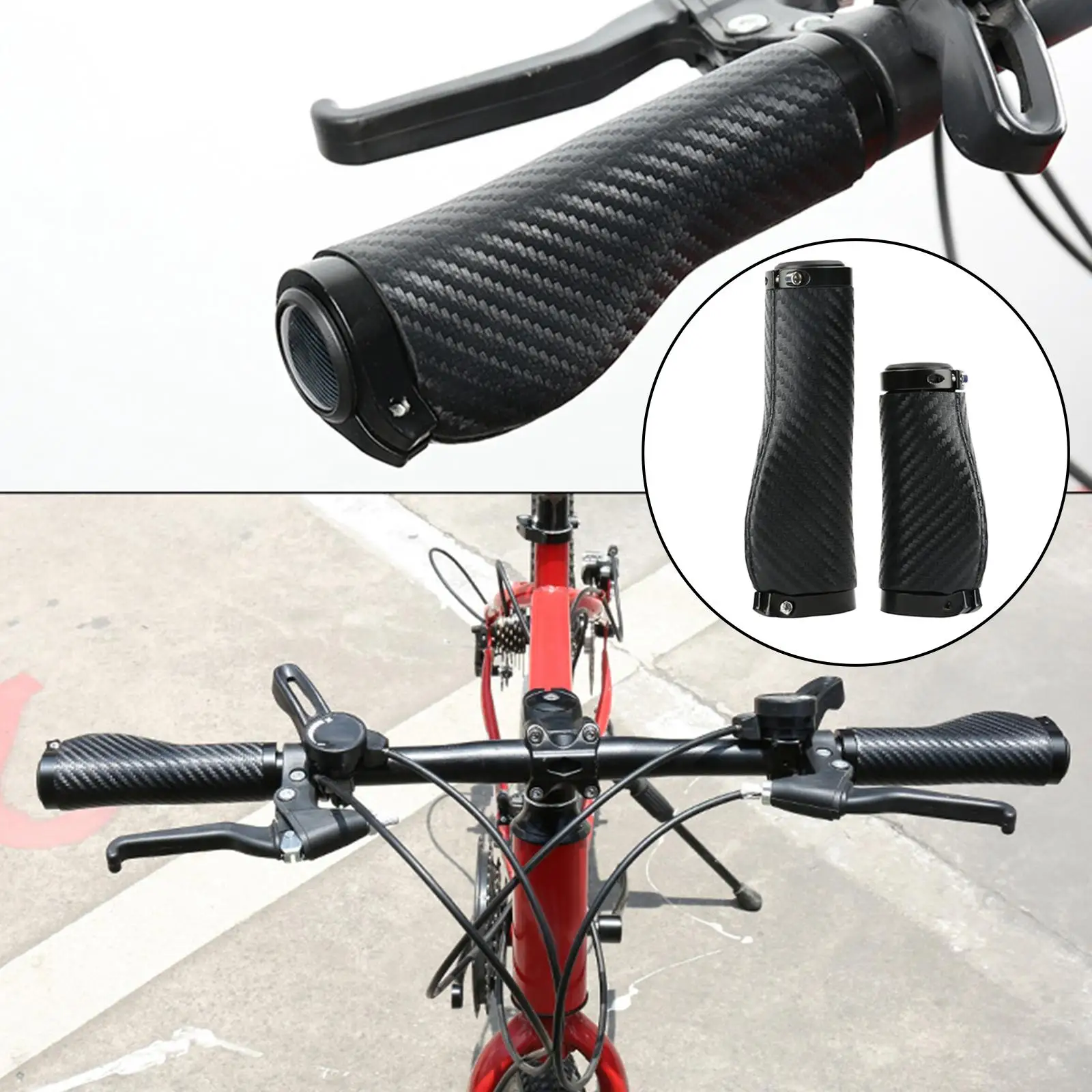 2x PU Mountain Bike Handlebar Grips Lockable Anti Skid Bar Grips