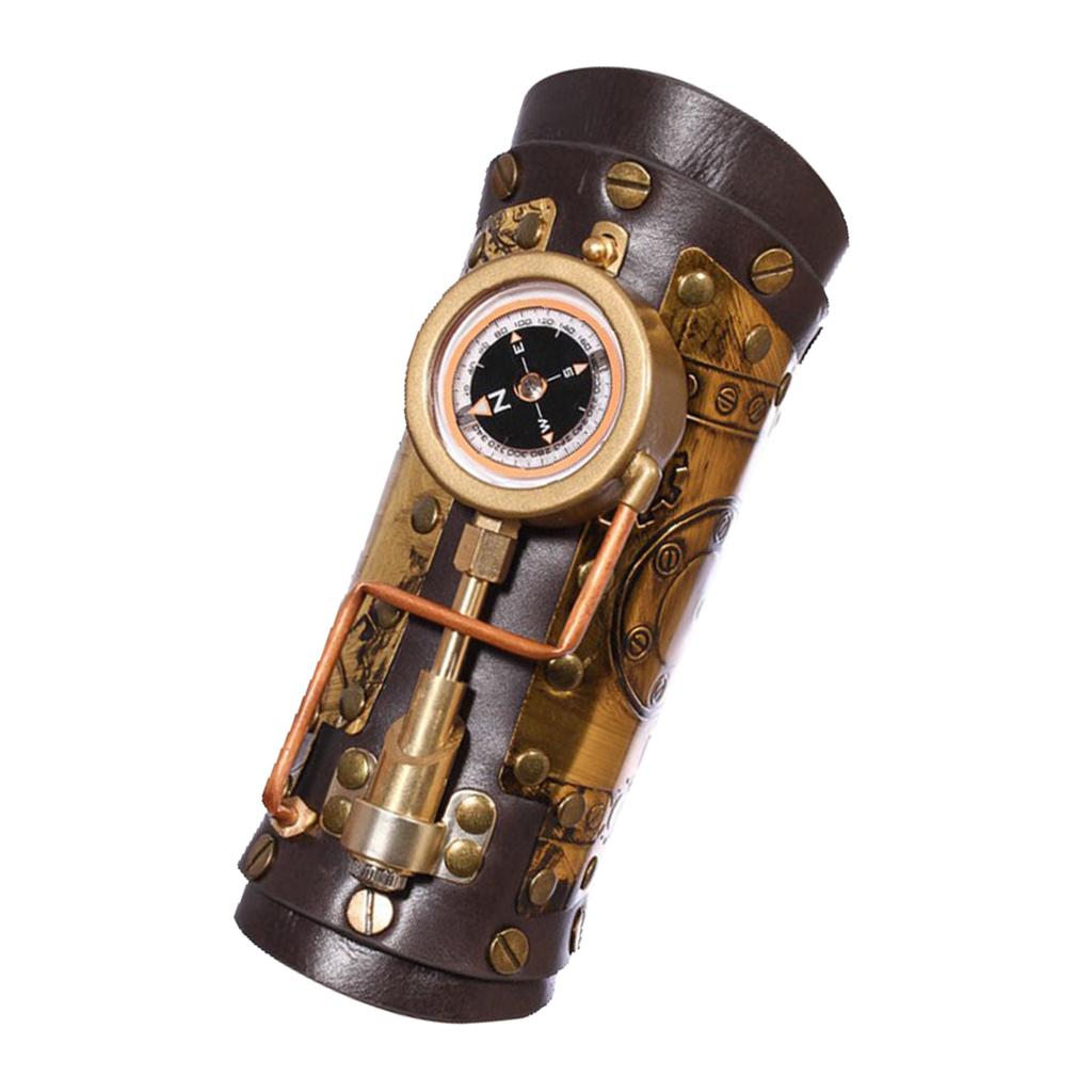 Steampunk Arm Sleeve with Compass Props Gothic Durable Armor Gear for Cosplay Role Playing Wedding Theme Party Masquerade