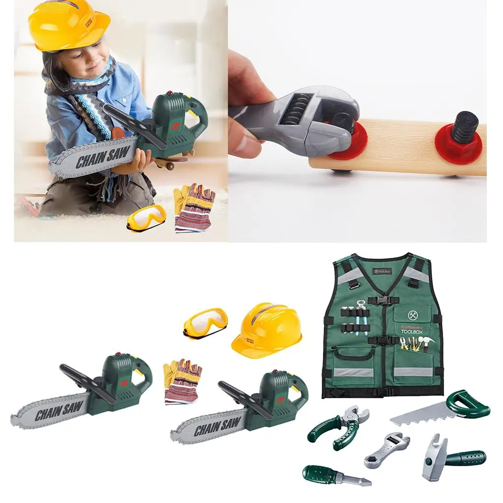 Pretend Play Engineer Kids DIY Lawn Repair Tools Dress Up for Boys and Girls