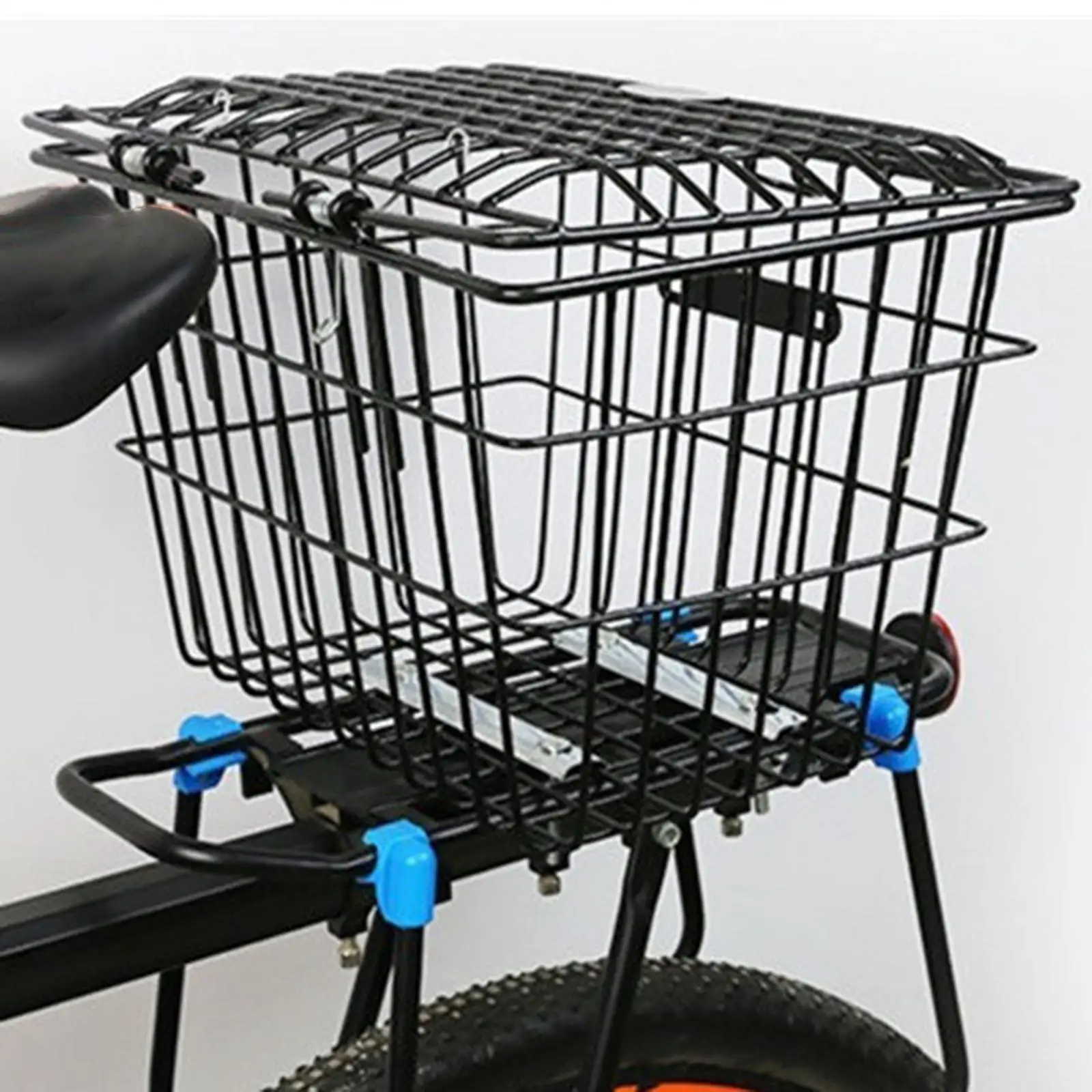 Metal Wire Rear Bike Basket Waterproof Heavy Duty Detachable Bike Cargo Rack Rear Bike Basket for Mountain Bikes