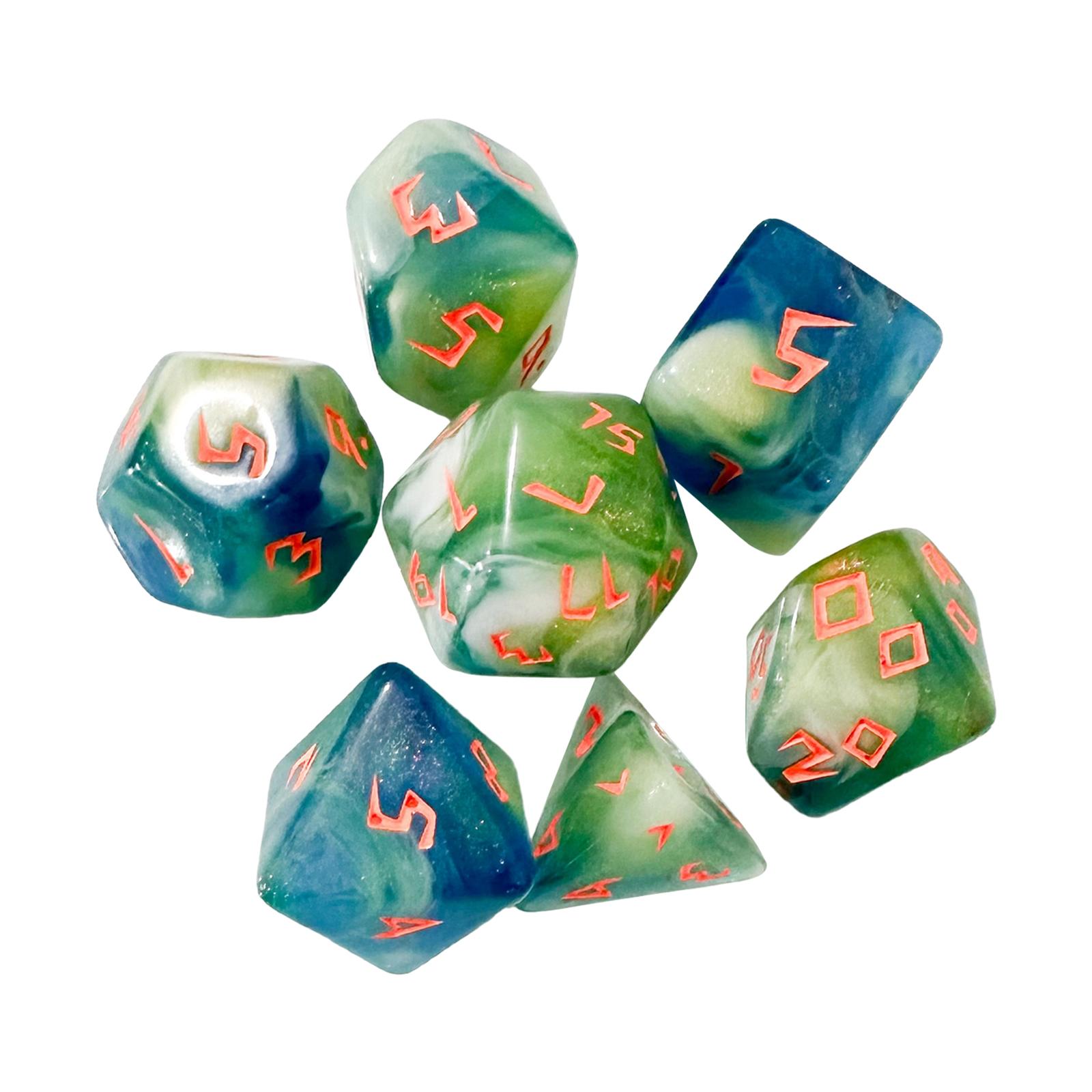 7 Pieces Polyhedral Dice Handmade D4 D6 D8 D10 D12 D20 for Family Gatherings Board Game Entertainment Toy Role Playing Party