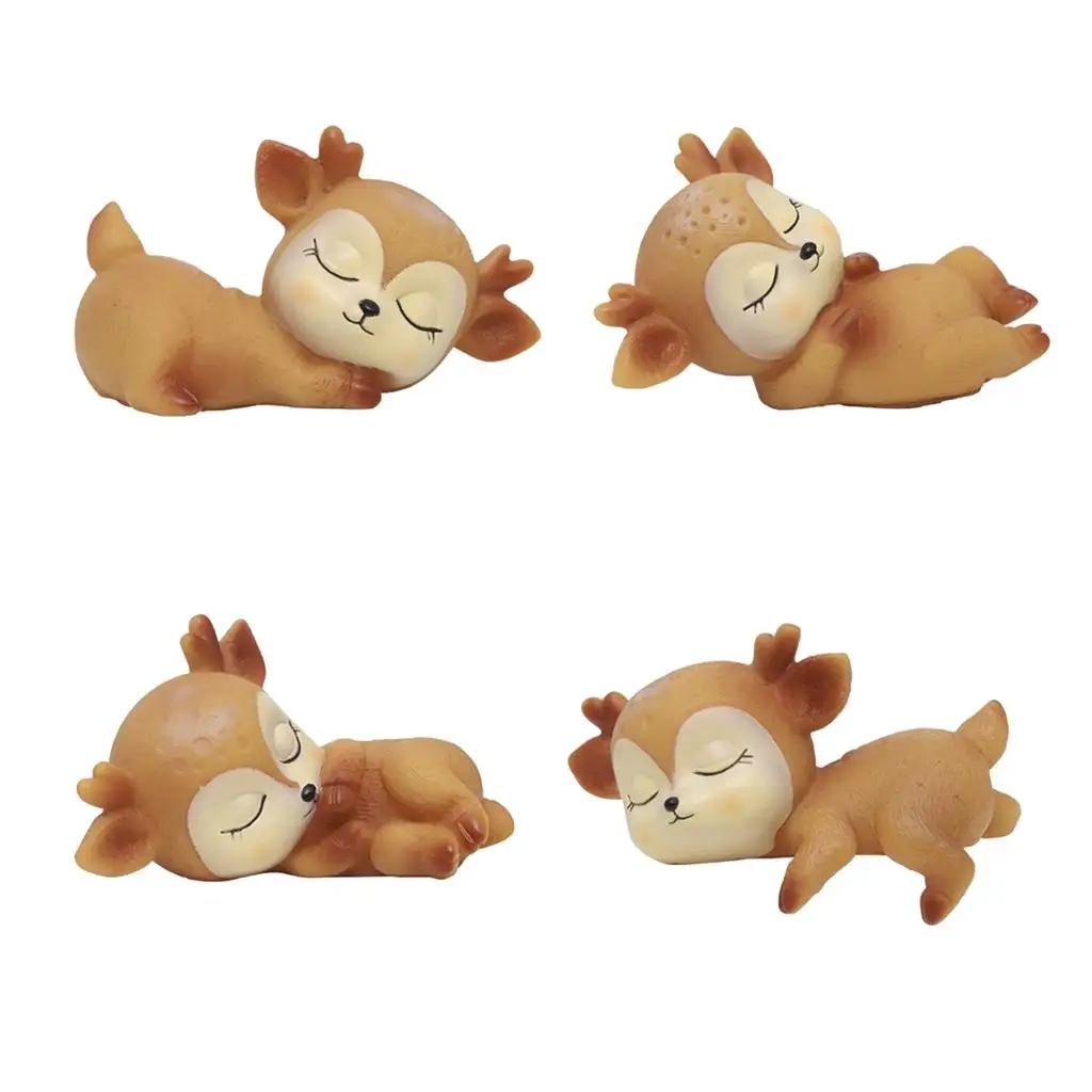 4 Pcs Animal Figures Silicone Deer Miniature Ornament Toys Children Birthday Gifts