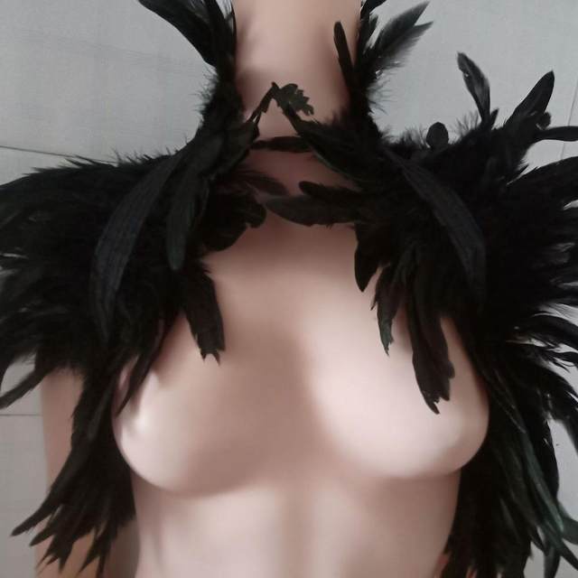 Victorian Feather Shrug Shawl Halloween Party Scarf Gothic Collar for Women Real Natural Stole Poncho Cape Shoulder Wrap