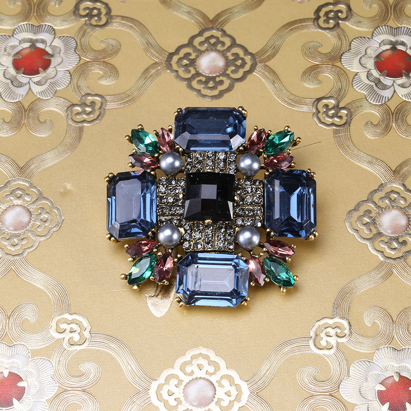 Neue Mode schwarz Strass Broschen für Frauen Corsage Schmuck Zubehör einfache Luxus Pins Hochzeits feier Kleidung Kragen Pin – Detail 9