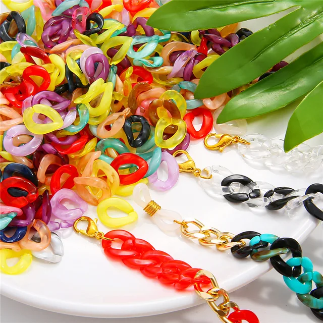1 strip 8X13MM Oval colorful acrylic plastic chain links accessories for  DIY necklace earring Bracelet jewelry making findings - AliExpress