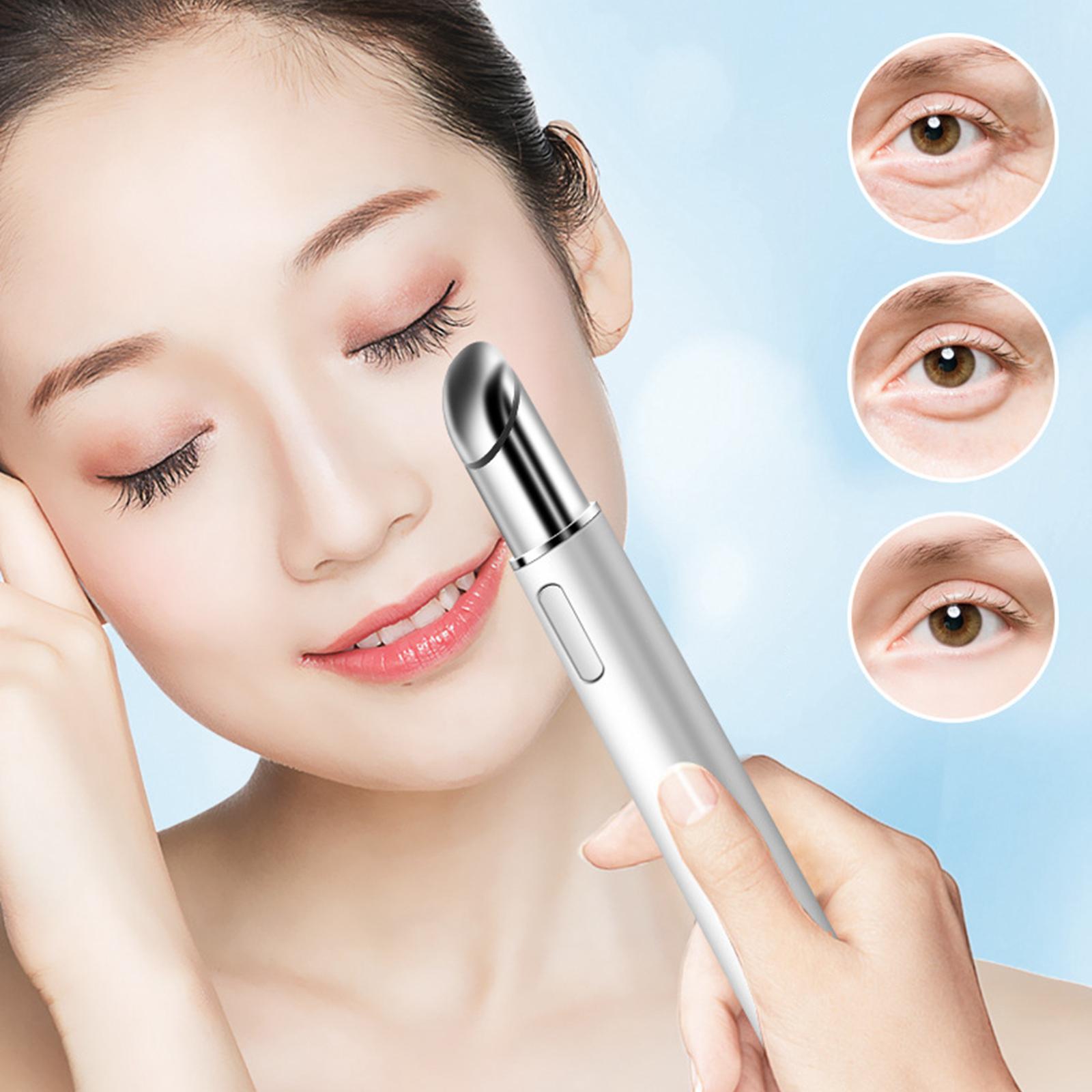 Electric Heated Eye Massager 42°C Red Blue Light Eliminate Dark Circles Massage Pen Promote Essence Absorption Anti Aging