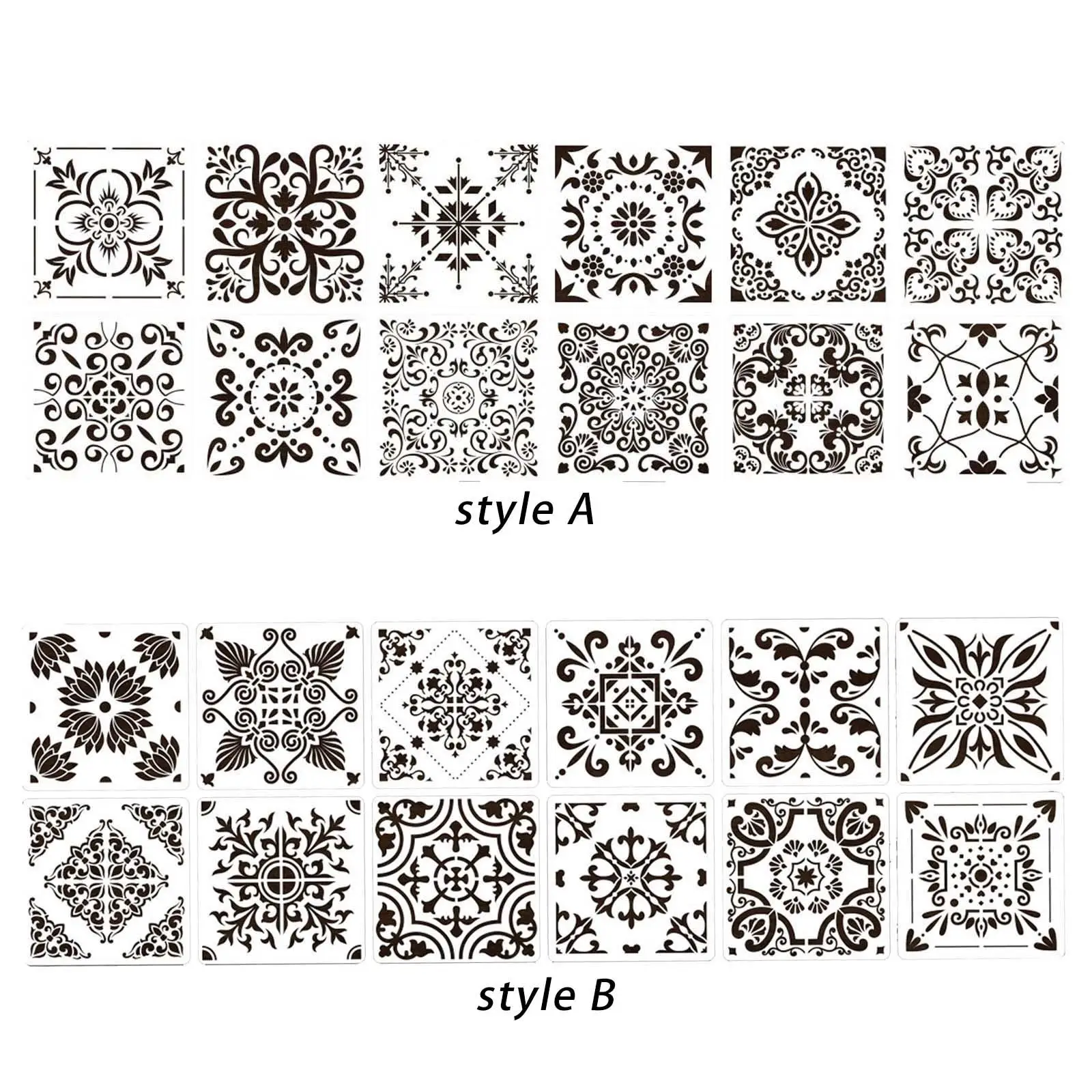12Pcs Drawing Templates Art Craft Mandala Stencil Template for Tile Floor