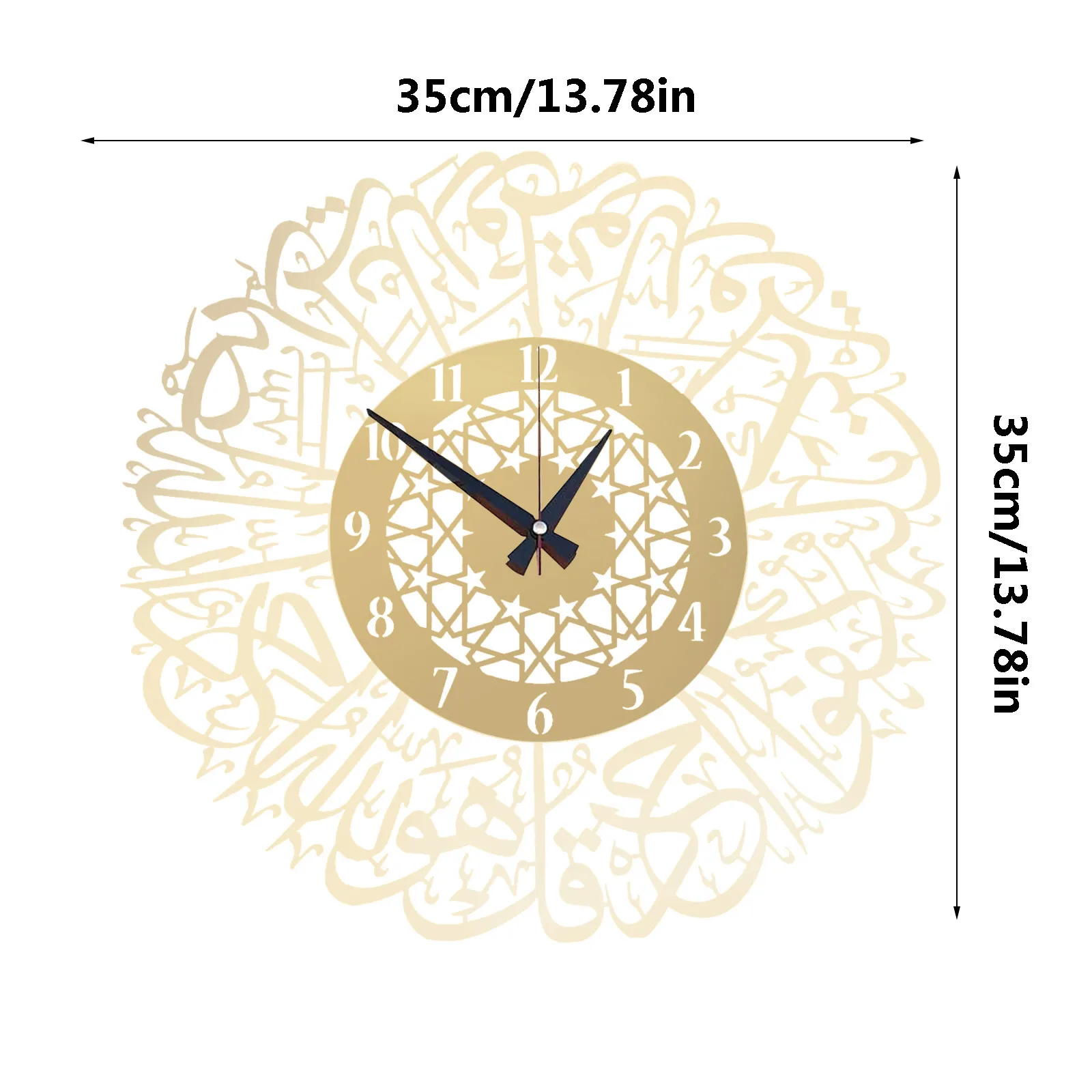 30cm Vintage Wall Clocks Home Acrylic Mirror Decoration Arabic Calligraphy Art Indoor Wall Clock Pendant Wall Clock For Home