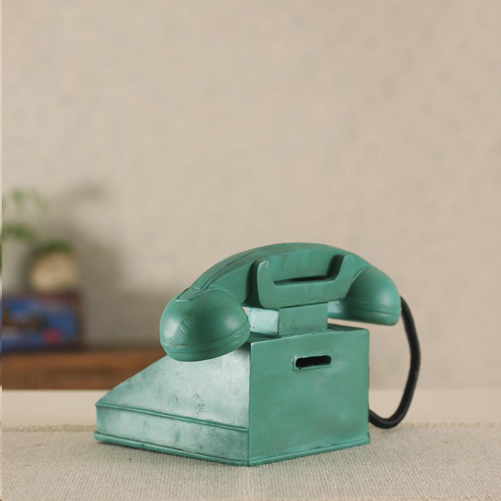 Retro Style American Telephone Model Statue Resin Craft for Office