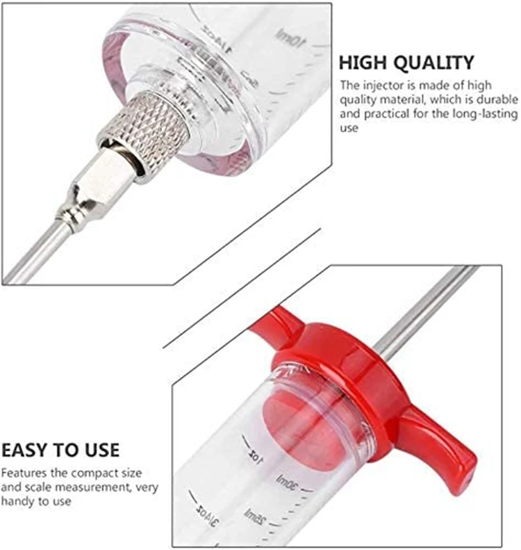 Meat Injector Syringe With 3 Marinade Injector Needles for BBQ Grill Turkey Injector Kit Marinade Flavor Injector
