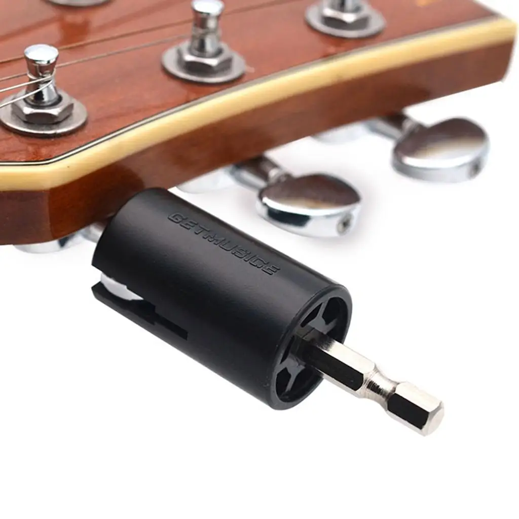 Tooyful Black String Winder Tuning Peg Puller Electric Drill for Guitar Bass Repair Tool Kit Guitar Electric Drill Plug