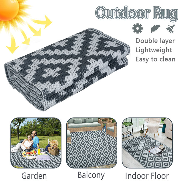 6x9ft Outdoor Rugs for Patios Woven Camping Picnic Mat Patio Reversible  Easy Cleaning Carpet Floor Mat for Living Room Bedroom