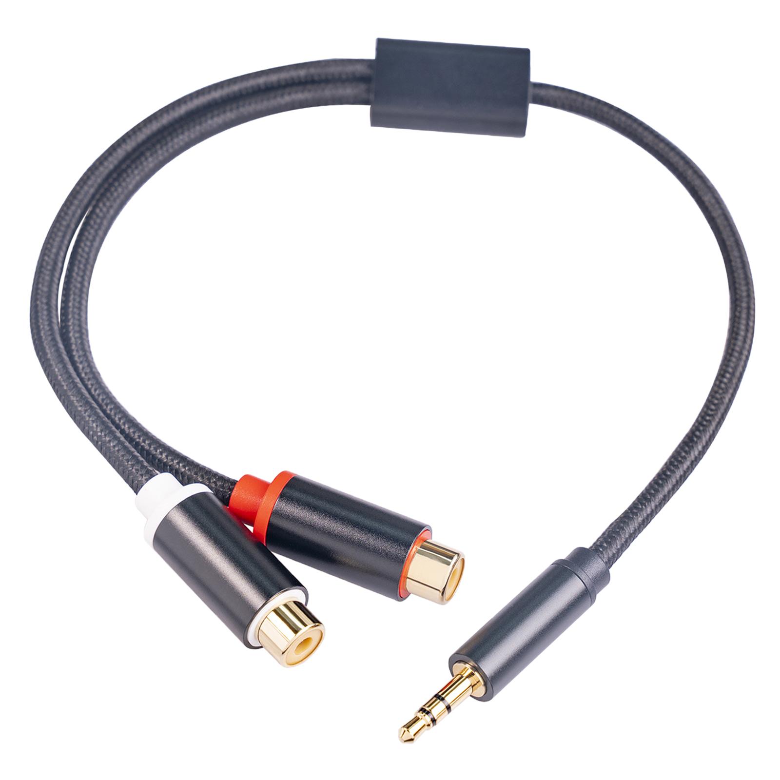 12 inch Stereo Audio Cable Plug and Play Aluminum Foil Braided Gold Plated Y Splitter Connector Jack Cord for Home Theater MP3