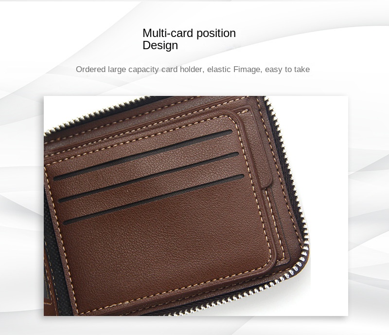 Men's Leather Wallet Casual Zipper Wallets Card Holder Male Synthetic PU Purse Coin Purse Personalized Wallet Men Leather