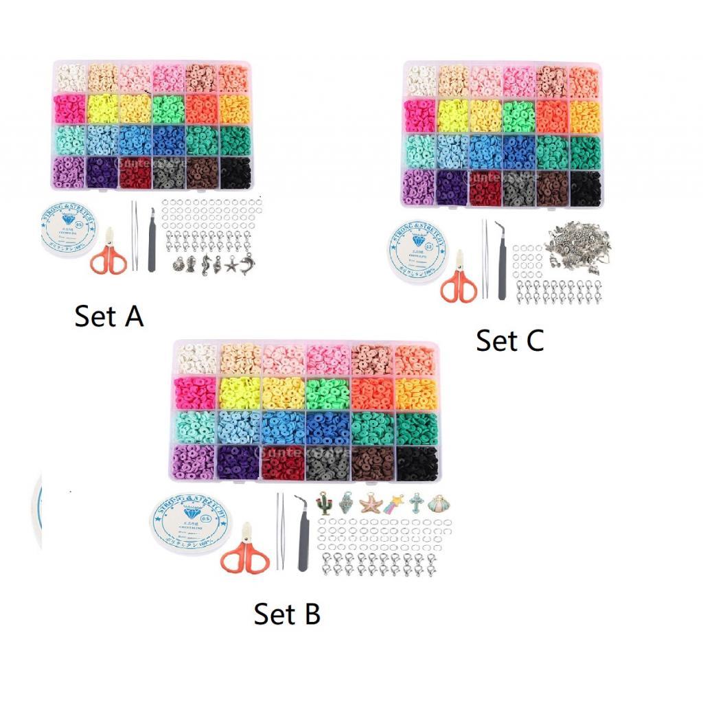 4800 Pcs Clay Heishi Beads Polymer Clay Beads Kit for Bracelets Necklace Loose Spacer Beads DIY Craft 20 Colors with Pendant