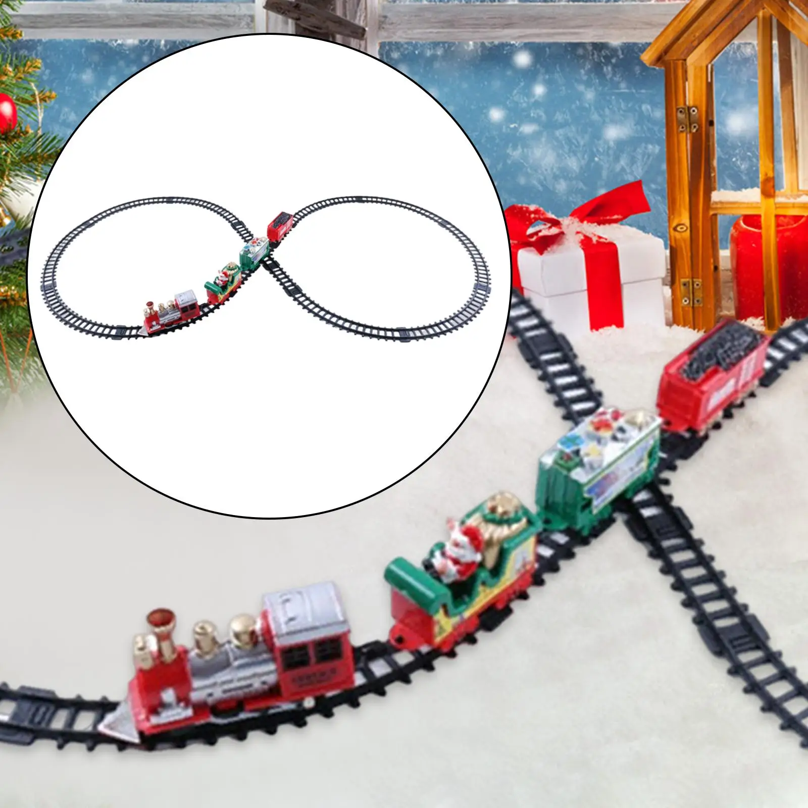 Railway Track Set Xmas Tree Decors Kid Toy for Girls Boys New Year Toddlers