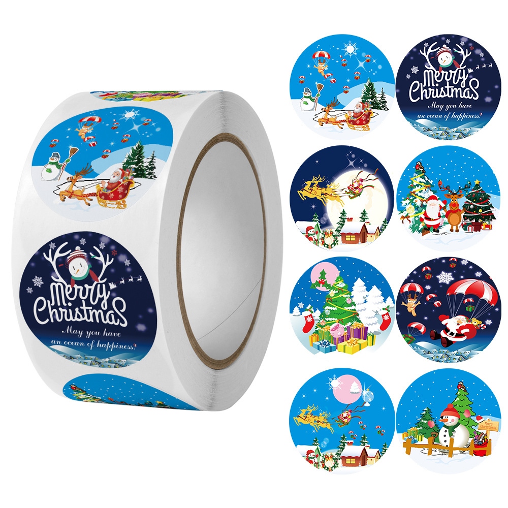 100–500 Stück 2023 Cartoon Frohe Weihnachten Aufkleber Urlaub Aufkleber Papier Dekor Hochzeit Party Umschlag Flasche Siegeletikett – Detail 7