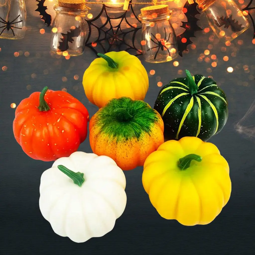 6x Artificial Pumpkins Foam Crafts Outside Outdoor Warm Fall Harvest Kitchen
