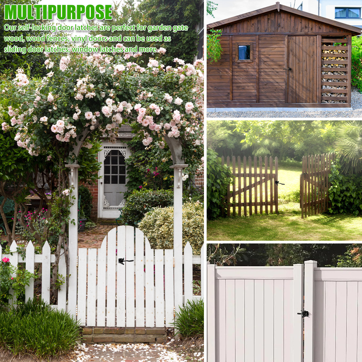 Description Picture 3 of itemHigh Quality Gate Latch Self Locking Heavy Duty Gate Catch Resistant Security Door Lock Automatic Lever Door Latch with Screws