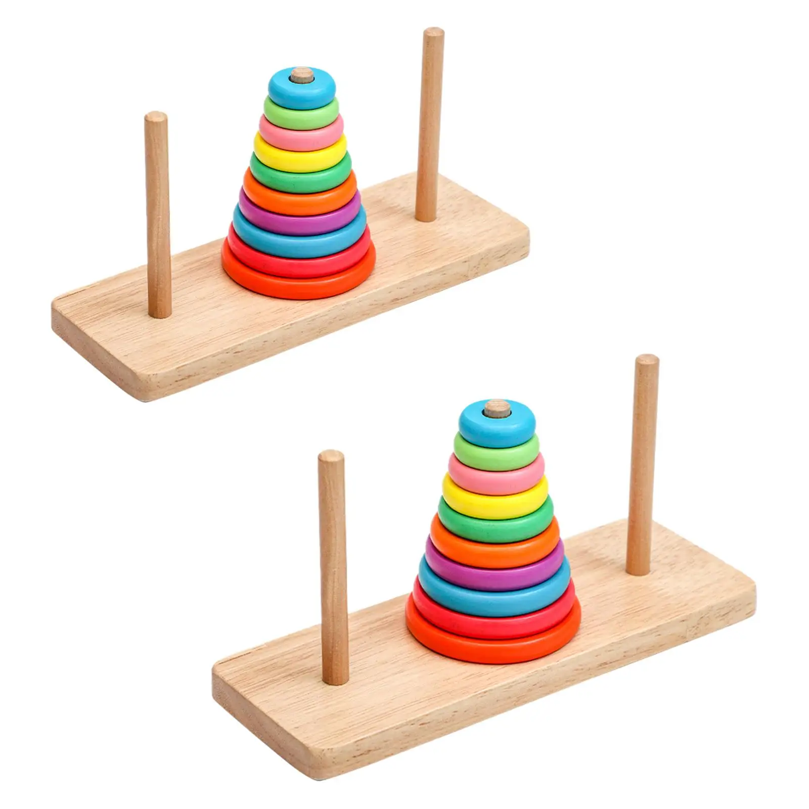 Wooden Tower Puzzle Toy Develop Logical Thinking Rainbow Color Collection Brain Teaser Gift Stack Sorting Toy 3 Year Old and up