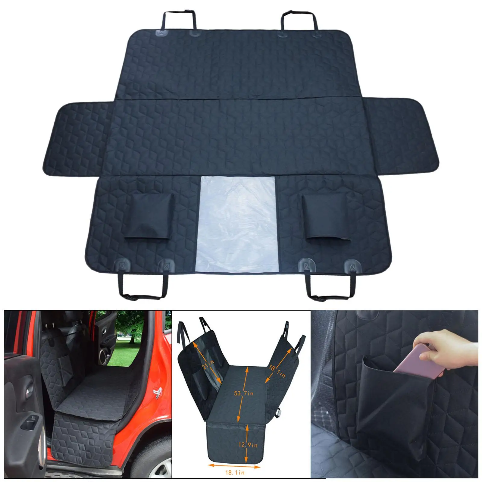 Dog Car Seat Covers Waterproof Big Mesh Window Scratch Resistant Dog Hammock Backseat Protector Truck SUV Durable Pet Seat Cover