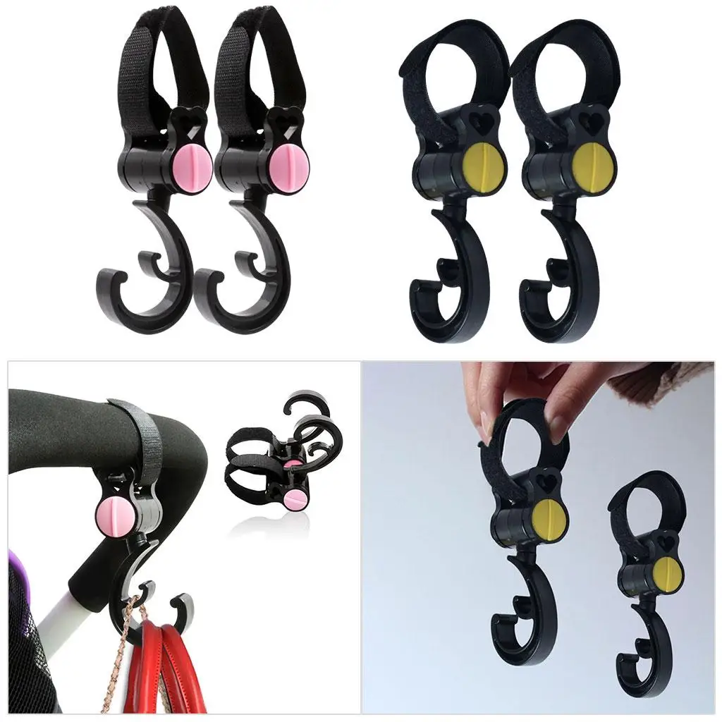 2x Baby Stroller Hook Multifunctional 360 Degree Rotating Non-Slip Stroller Accessories for Pram