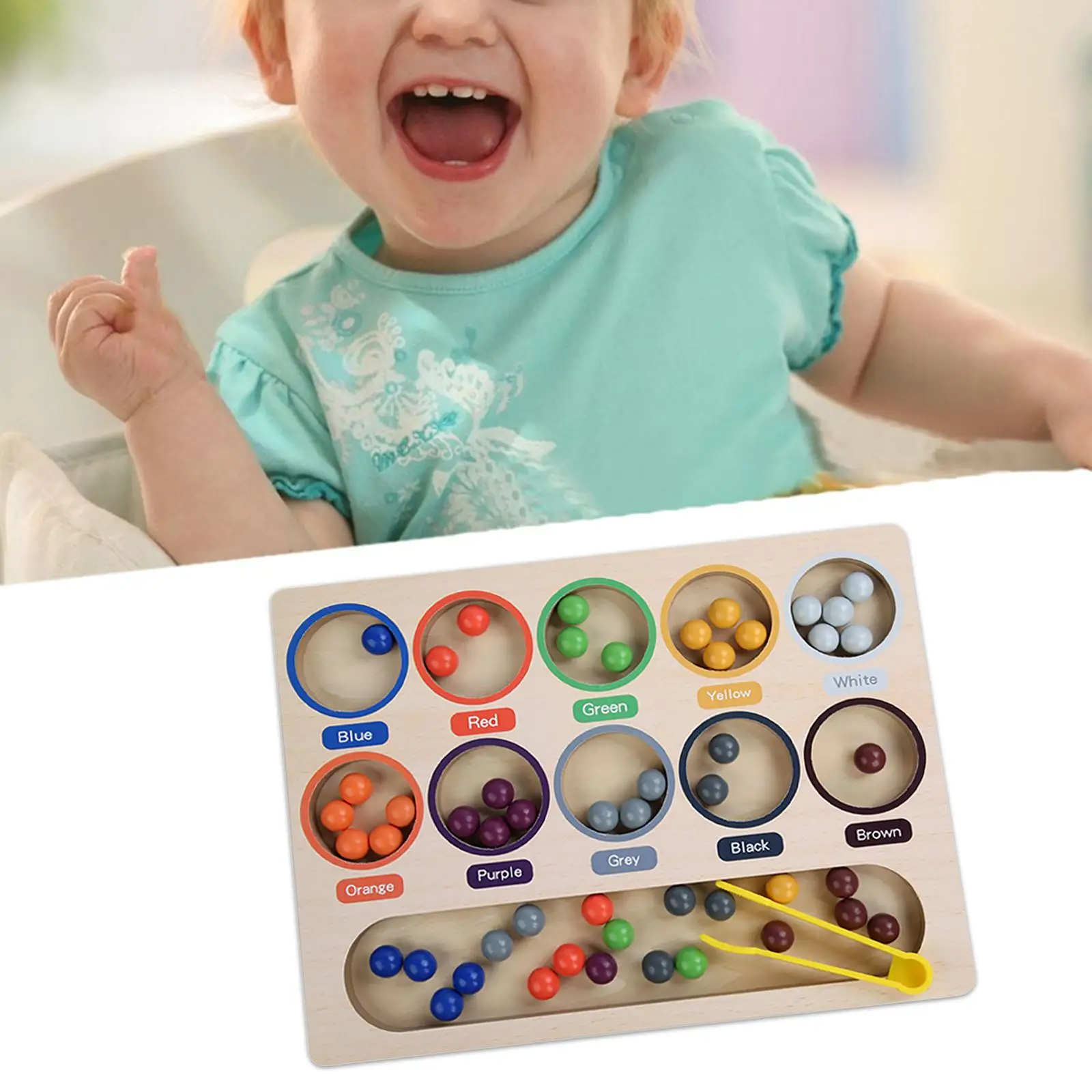 Montessori Toy Matching Color Classification Fine Motor Skill Wooden Peg Board Game for Children Girls and Boys Kids Toddlers
