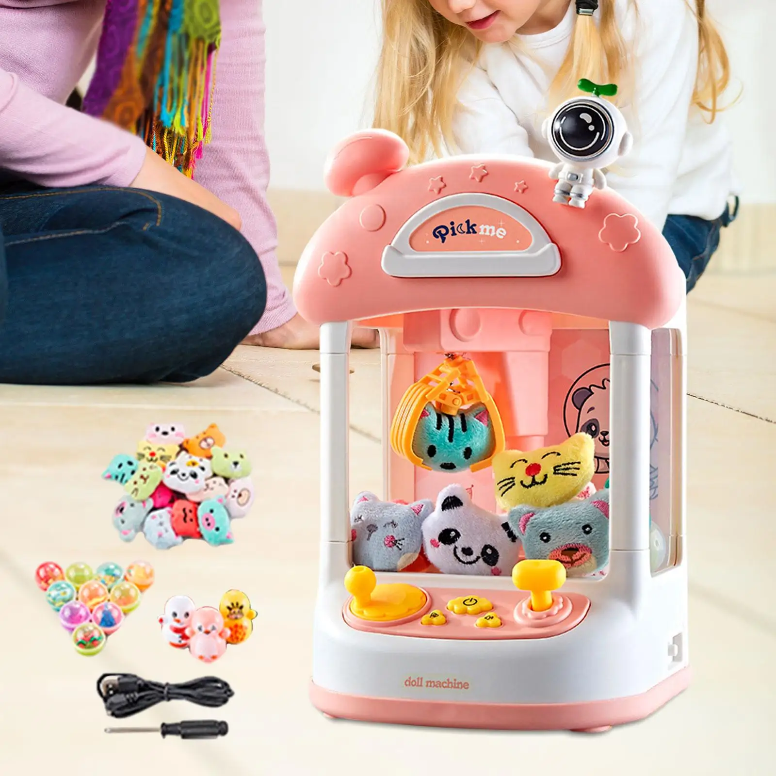 Kids Claw Machine Portable for Boys Girls Christmas Gift with Lights and Sounds Indoor Vending Toy Candy Prizes Dispenser Game