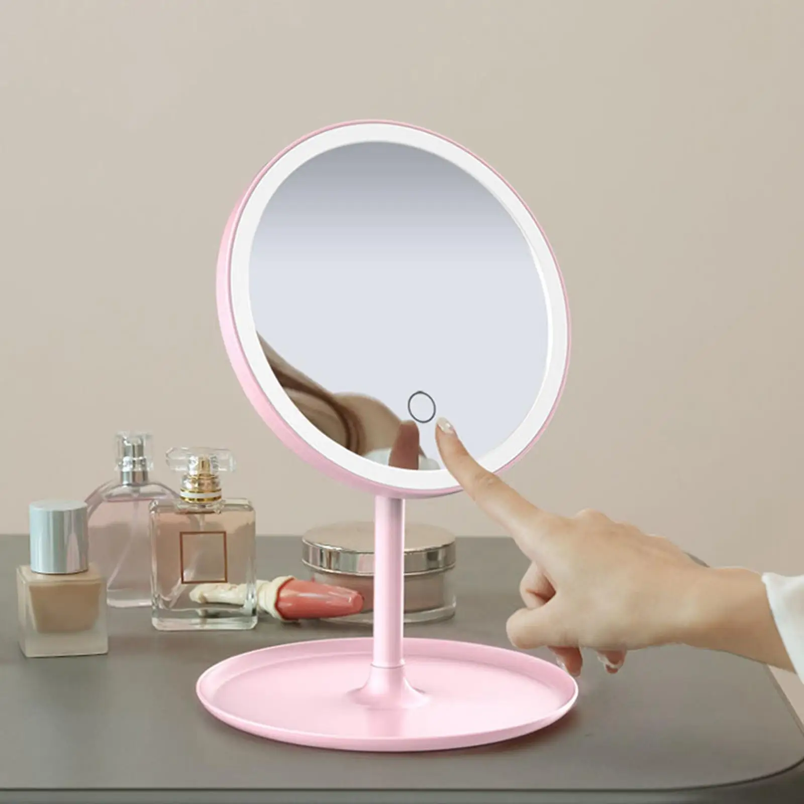 LED Makeup Mirror Illuminated Mirror Desk Vanity Mirror USB for Vanity Desk