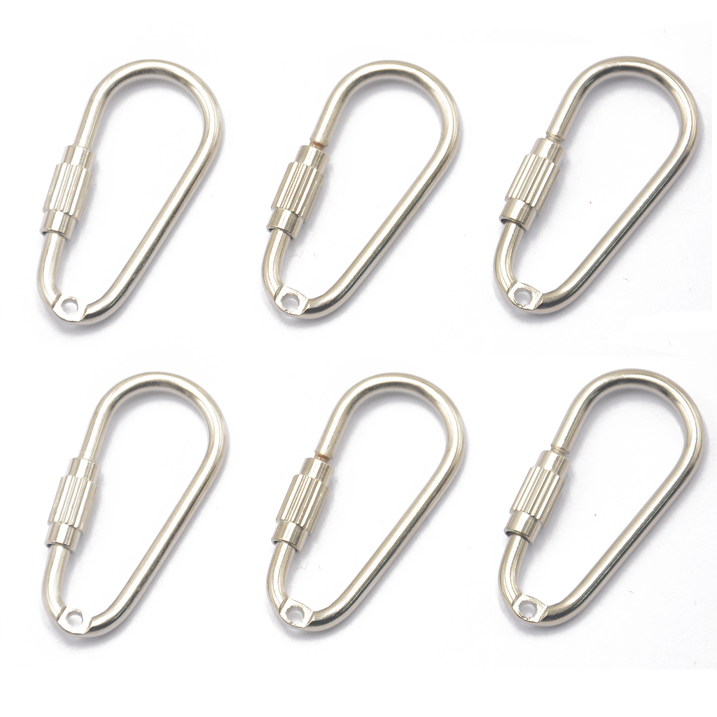 Steel Carabiner Generic D Shape Steel Screw Locking Carabiner Key Ring Clasp Clip Hook Pack of 10 Carabiner Key Ring