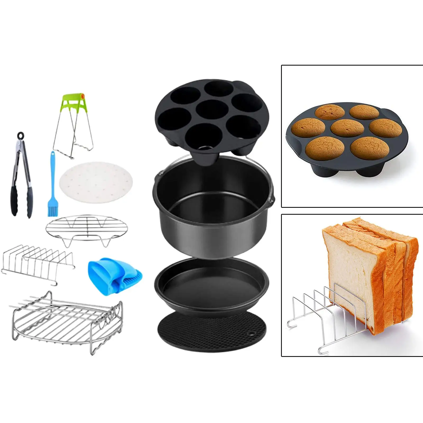 12Pieces Air Fryer Accessories Set General Pizza Pan for 4.5L-5.2L Capacity