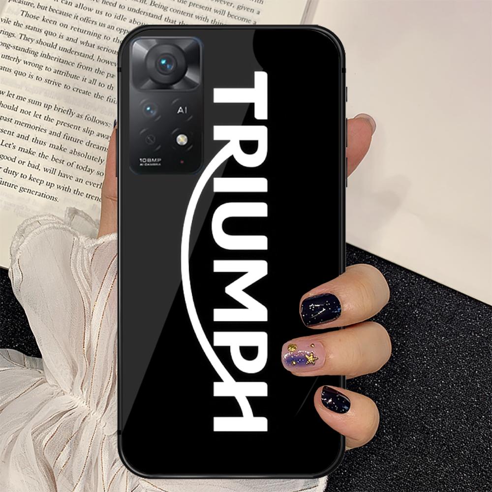 Triumph Британский мотоцикл закаленное стекло чехол для телефона для Xiaomi  Redmi Note 7 8 9 10 11 12 S Pro Plus 5G 9C 10C K60 | AliExpress