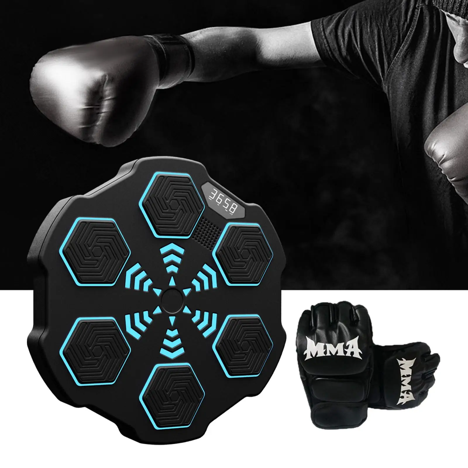 Electronic Wall Target Sandbag Music Boxing Machine with LED Lights for Competitions Trainer Practice Striking Skills Youth