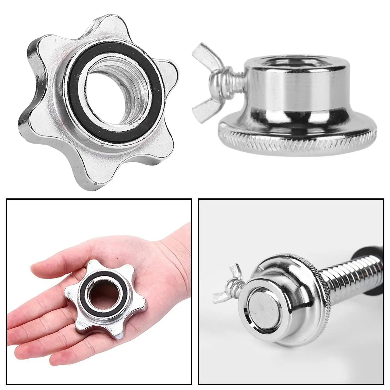 Stainless Steel Hex Nuts,-Lock Collar Screw for Barbell Dumbell Weight Lifting 2.5cm (Silver)