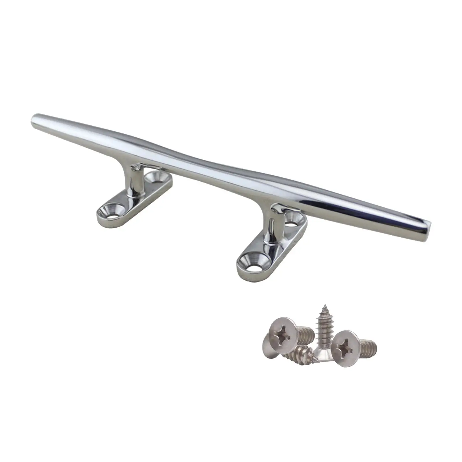 Boat Cleat 316 Stainless Steel with 4 Installation Screws Mooring Accessories Open Base Deck Cleat for Yacht Watercraft