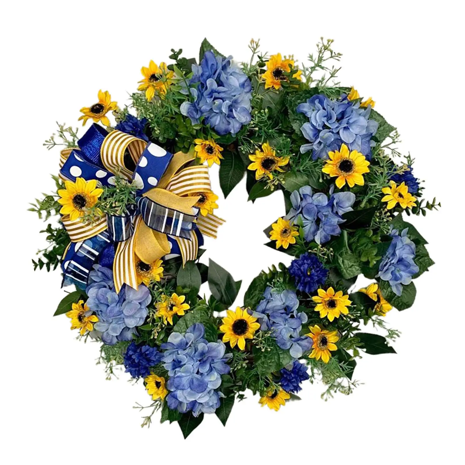 Spring Flower Wreath Round Artificial Faux for Decoration Farmhouse Summer