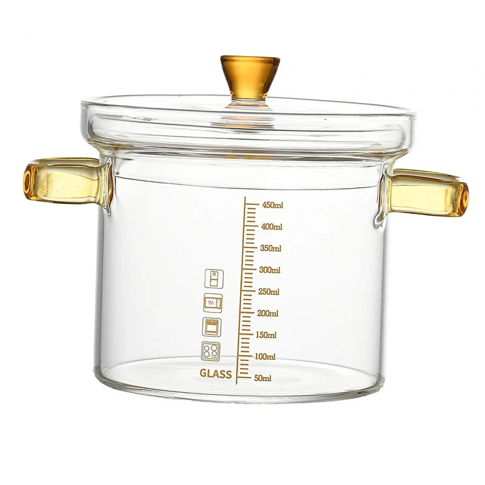 Heat Resistant Glass Saucepan Cookware Clear with Lid Dual Handles Soup Pot Cooking Pot for Milk Noodles Kitchen Cooking Soup