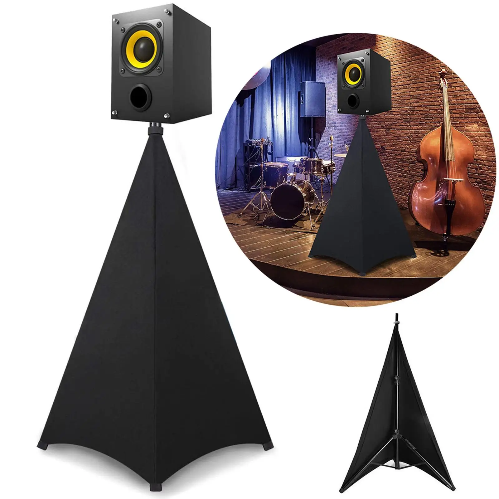 Universal Speaker Stand Cover Height Flexible Stretchable DJ Speaker Covers Tripod Stand Skirt Scrim for Weddings Events