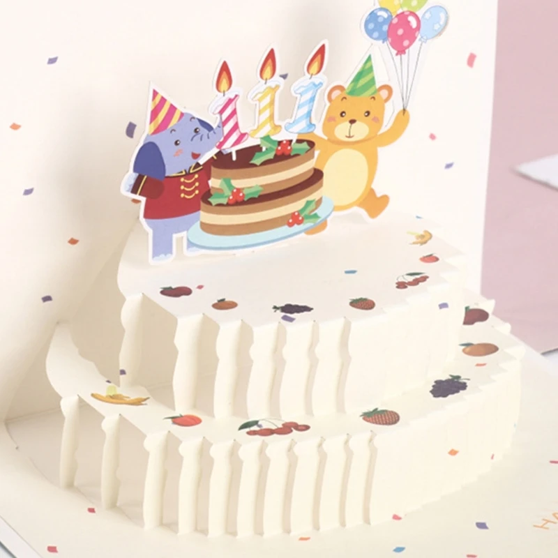 3D торт 3D день рождения поздравительная открытка