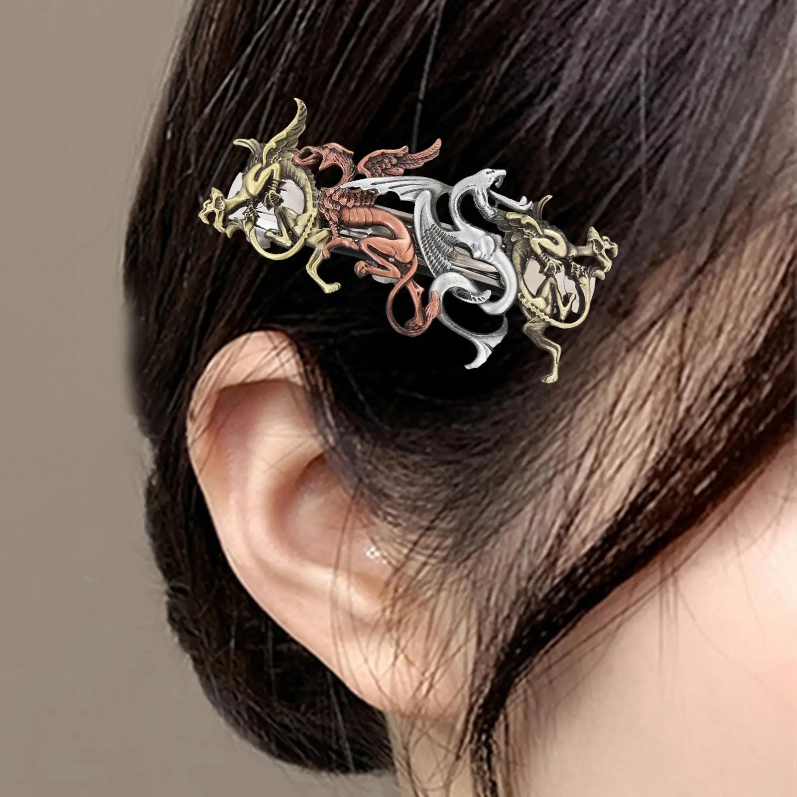 Flying Dragon Hairpin Metal Barrettes Headwear Hair Jewelry Retro Steampunk Hair Clip Gift for Makeup Prom Party Girls