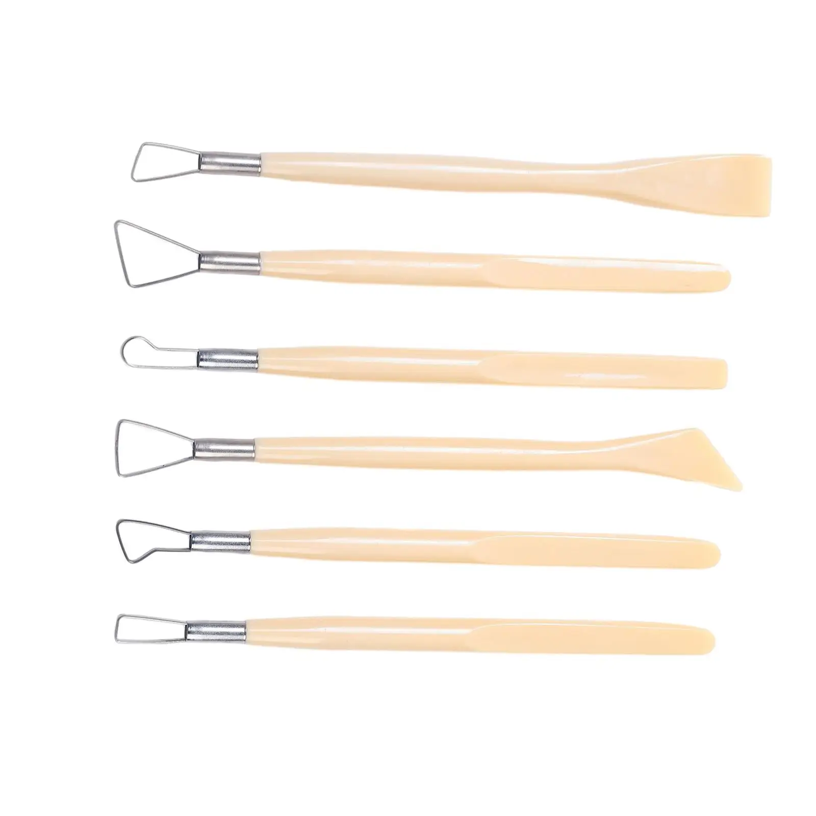6 Pieces Ceramic Pottery Clay Tools Double Head Durable Accessory Multifunctional with Different Tips for Detailing and Trimming