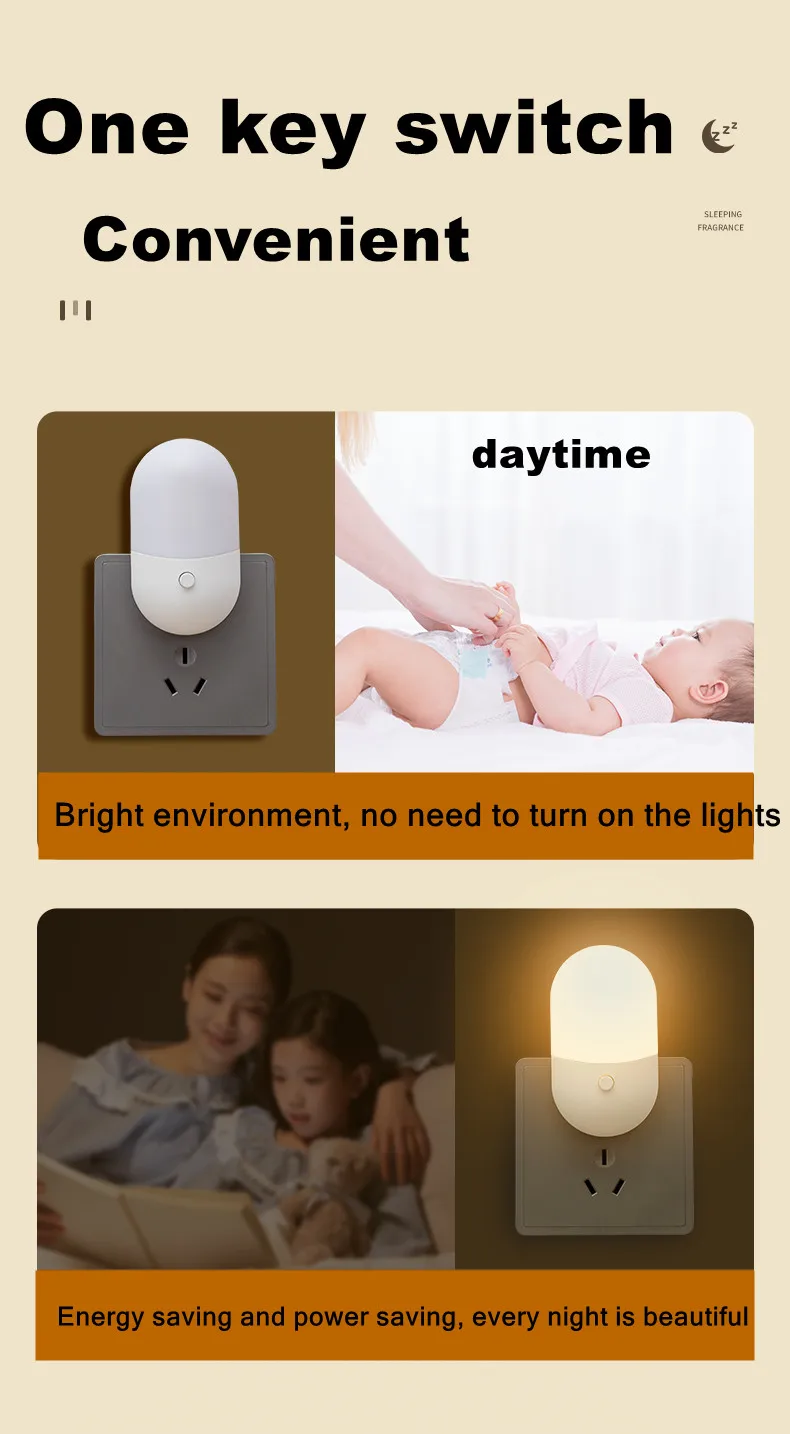 ZQQBYY LED Plug-in Night Light White light warm light Baby Nursing Eye Sleep Light Bedroom Socket Lights Energy Saving Lamp