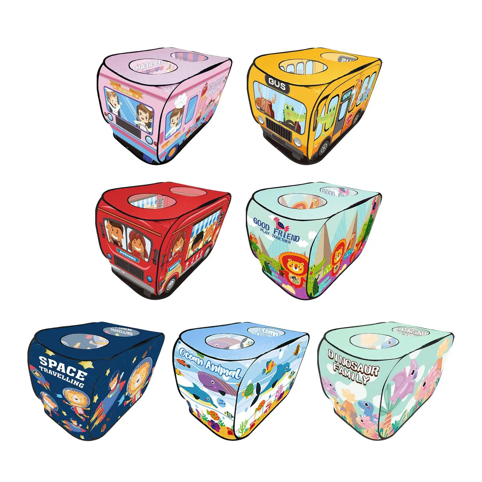Foldable Ice Cream Truck Multi Use Pretend Play Tent Outdoor Indoor Play Role Play Game Children Play Tent for Park Camping Home