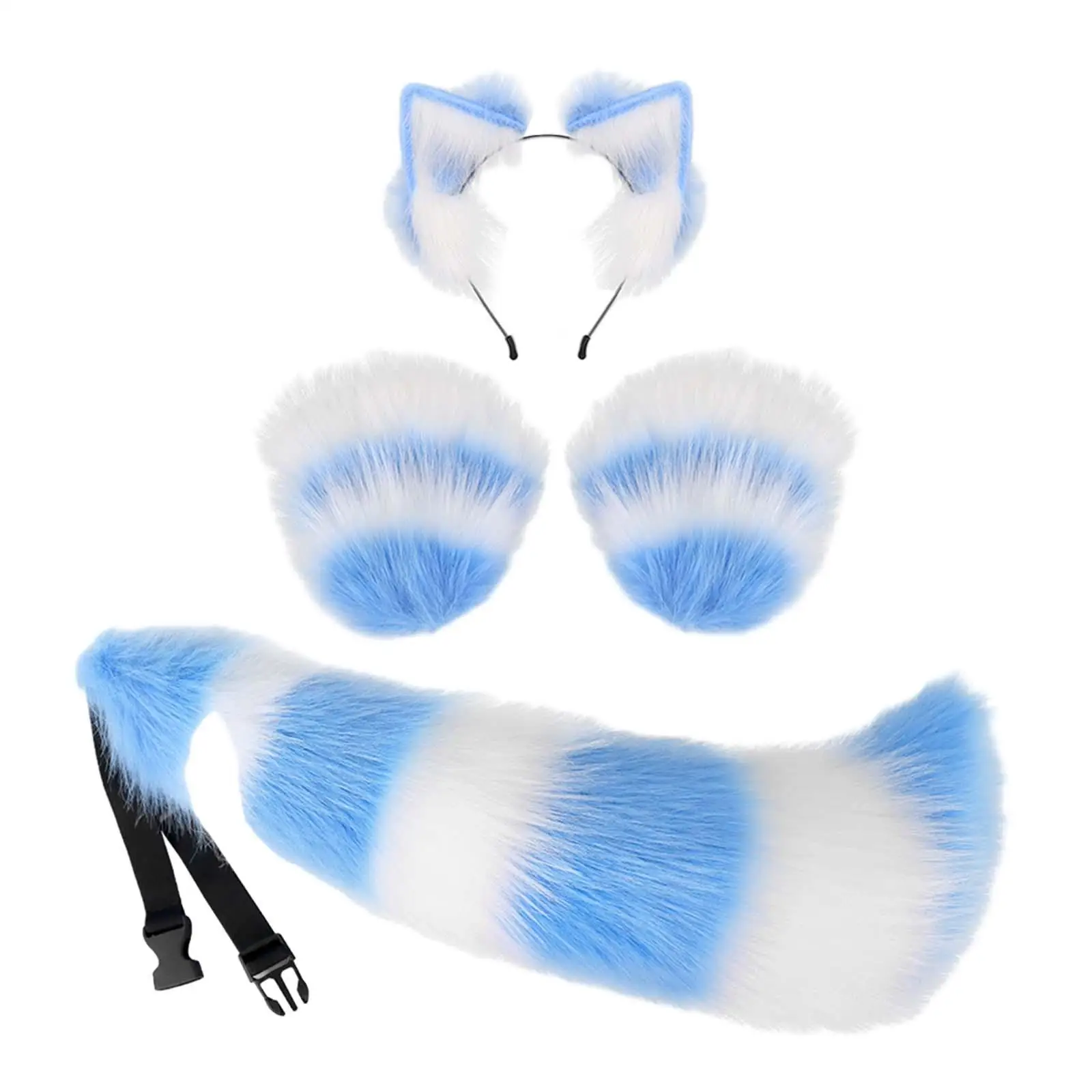 Animal Ears Headband Cosplay Gloves Tail Set Headdress Fancy Dress Ears Long Tail