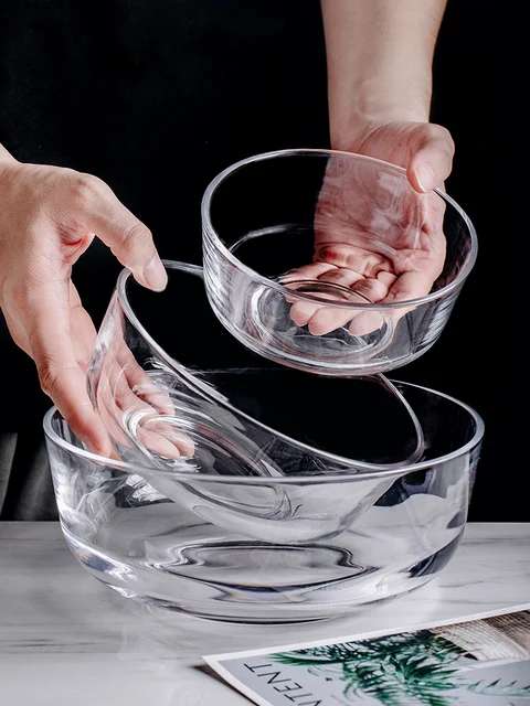 Heat Resistant Transparent Glass Flower Noodle Dessert Bowl Kitchen Salad  Cereal Soup Bowl Microwave Oven Restaurant Tableware - Bowls - AliExpress